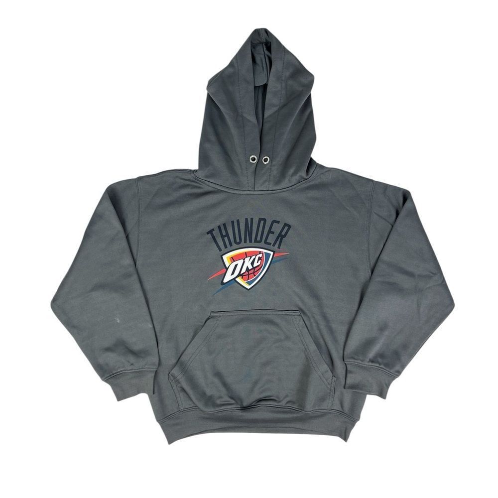 Majestic NBA OKC Thunder Kids Grey Pullover Hoodie Jacket Size Youth Medium FLAW